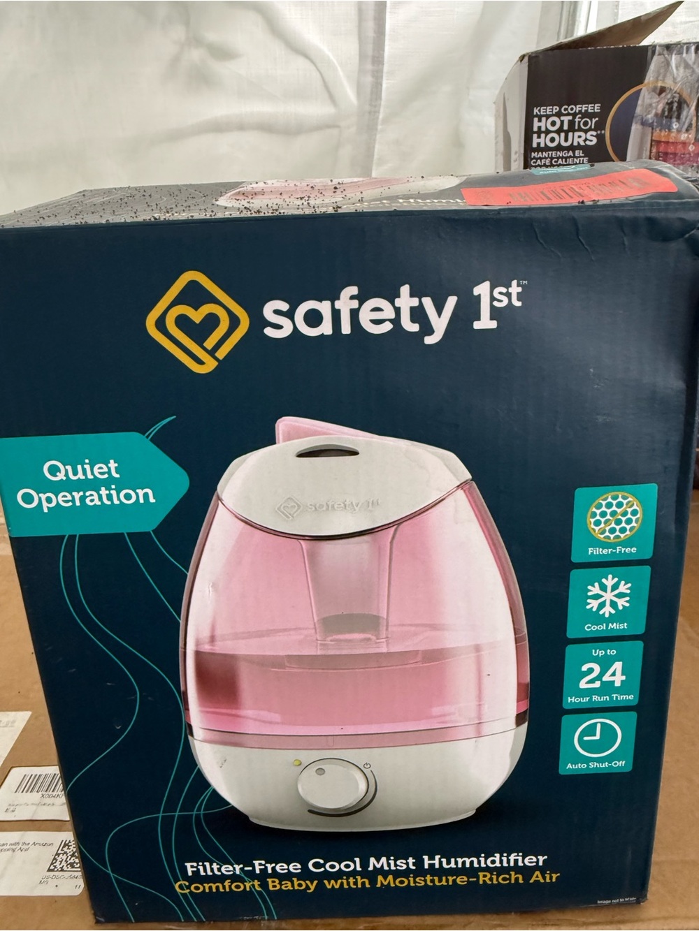 Safety 1st Pink Cool Mist Humidifier — Quiet, Filter-Free Operation